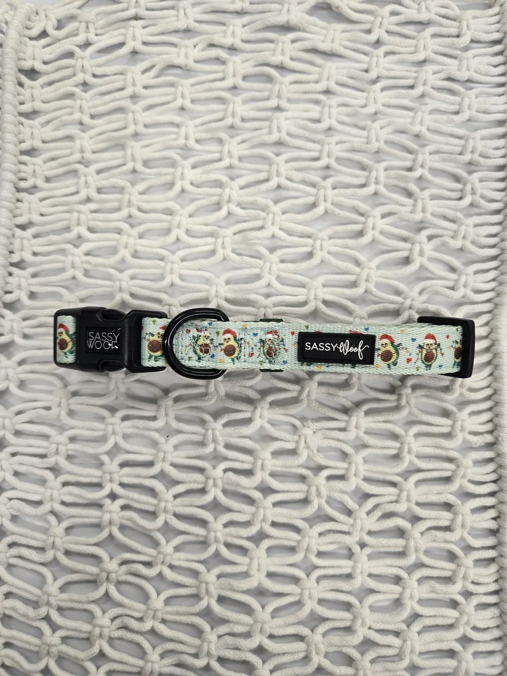 Sassy Woof Holiday Cheer Avocado Dog Collar - MEDIUM